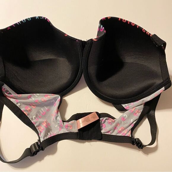 Juicy Couture Sexy padded Push Up Rainbow black Logo Bra-42D - Picture 2 of 7